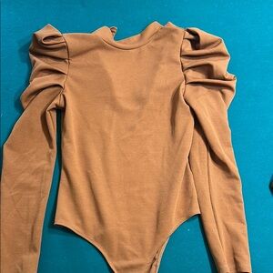 TCEC Brown Puff Sleeve Bodysuit